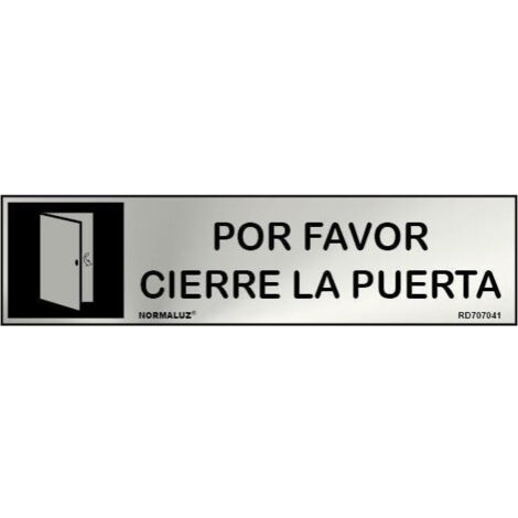 Señal de acero inoxidable "Por favor cierre la puerta" 200x50mm