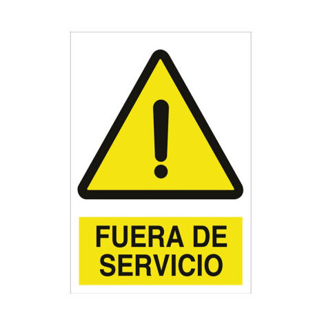 Señal de advertencia de pictograma y texto Fuera de servicio                                                   Poliestireno       210X148 mm