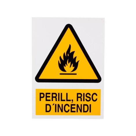 Señal de advertencia en catalán Perill, Risc D'incendi                                                          297X210 mm