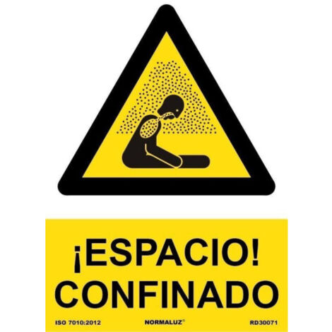 Señal de advertencia Espacio Confinado (tintas UV) SEKURECO                         100 x 150 mm                          ADHESIVOS DE VINILO