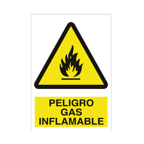 Señal de advertencia Peligro gas inflamable (varios tamaños)                                                   Poliestireno       210X148 mm