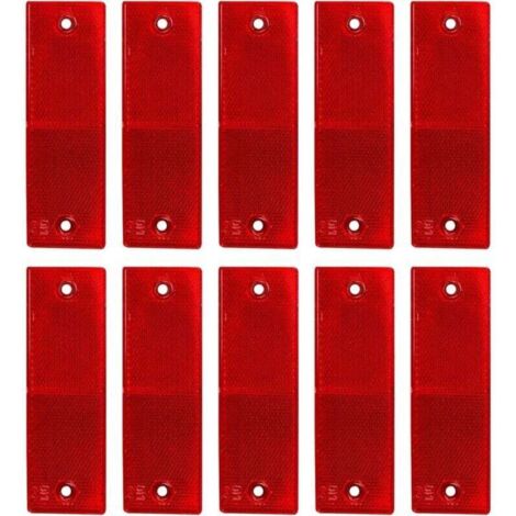 Señal de advertencia reflectante, reflectores de seguridad, reflectores para remolques, reflectores para camiones, caravanas, vehículos recreativos, barcos, bicicletas, 10 unidades, rojo, 14,8 x 4,8 c