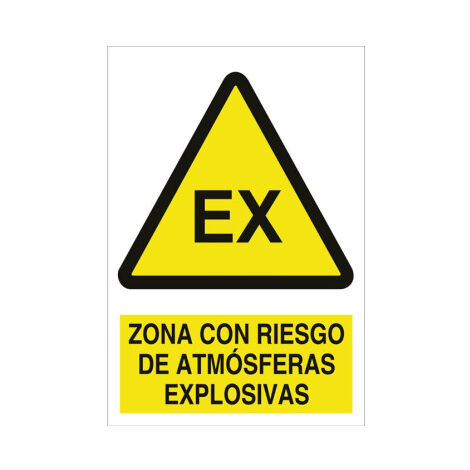Señal de advertencia Zona con riesgo de atmósfera explosivas                                                   Poliestireno       297X210 mm