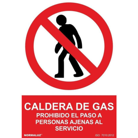 Señal de Caldera de gas, prohibido el paso de personas ajenas al servicio SEKURECO                         210 x 300 mm                          PVC GLASSPACK 0'7 mm