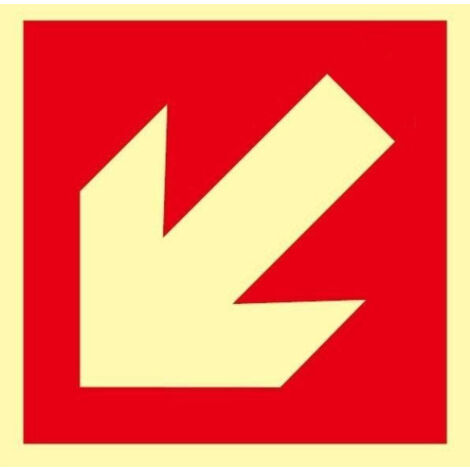 Señal de evacuación de flecha oblicua con capa luminiscente Clase A SEKURECO                         420 x 420 mm                          Clase A (PVC 1 mm)