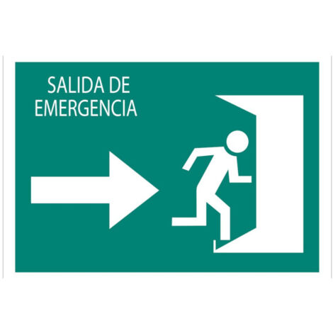Señal de evacuación luminiscente Salida emergencia Derecha                                                   Señal PVC luminiscente       210X148