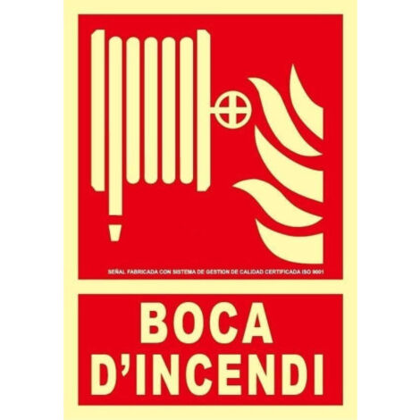 Señal de extinción en catalán Boca D´Incendi 210 x 300 mm Clase A SEKURECO                                                   Clase A (PVC 1 mm)