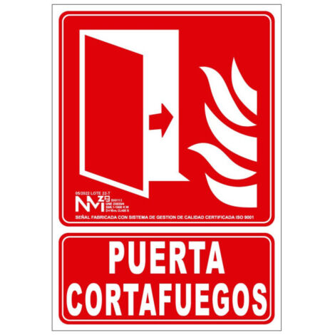 Señal de extinción Puerta cortafuegos en aluminio Clase A luminescente SEKURECO