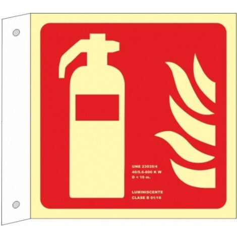 Señal de extintor (sin texto) banderola luminiscente SEKURECO                         420 x 420 mm                          Clase A (PVC 1 mm)