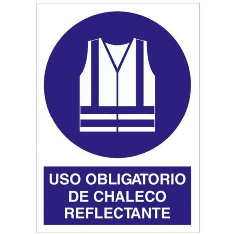 Señal de obligación de pictograma y texto Uso de chaleco reflectante                                                   Poliestireno       297X210 mm