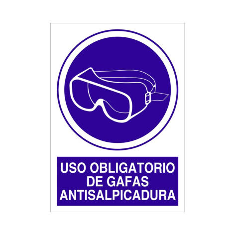 Señal de obligación de Uso de gafas antisalpicadura (3 tamaños)                                                   Poliestireno       297X210