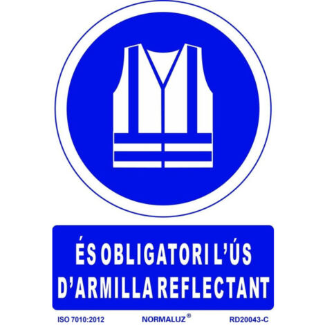 Señal de obligación en Catalán "És Obligatori L´Ús D´Armilla Reflectant" SEKURECO