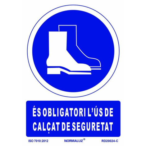 Señal de obligación en Catalán "És Obligatori L´Ús De Calcat De Seguretat" SEKURECO