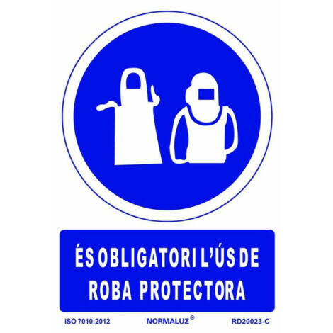 Señal de obligación en Catalán "És Obligatori L´Ús De Roba Protectora" SEKURECO