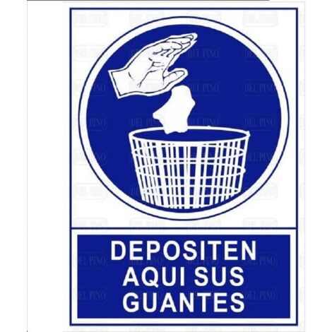 señal de obligación para depósito de guantes. plástico. 345 x 245 mm