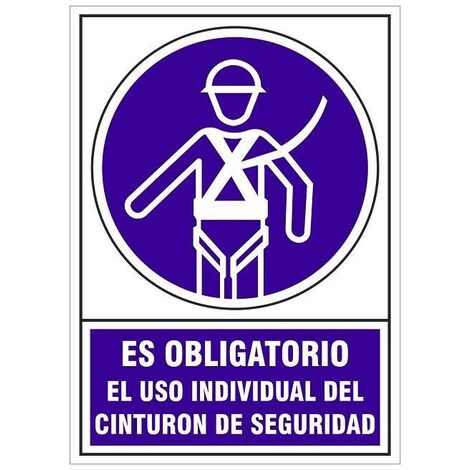 señal de obligación. plástico. uso individual de cinturón. rectangular. 490 x 345 mm