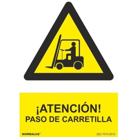 Señal de Paso de Carretilla, con tintas UV SEKURECO                         210 x 300 mm                          CLASE B (ALUMINIO 0'5 mm)