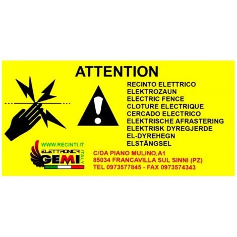Señal De Peligro Aluminio For Cerco Eléctrico Gemi Eettronica