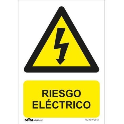 Señal de peligro ATM con material PVC y medidas 30x20 cm para riesgo eléctrico.