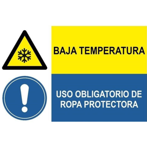 Señal de peligro y obligación Baja temperatura Uso obligatorio de ropa protectora SEKURECO PVC Blanco 0.7 mm