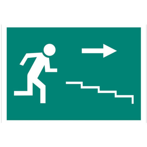 Señal de pictograma luminiscente Salida Escalera derecha "Bajada"                                                   Señal PVC luminiscente       210X148