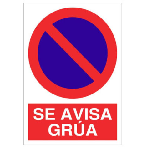 Señal de prohibición Se avisa grúa (texto y pictograma) Poliestireno 210X148