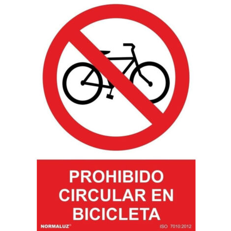 Señal de Prohibido cicular en bicicleta SEKURECO                         150 x 200 mm                          ADHESIVOS DE VINILO