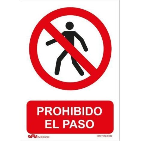 Señal de prohibido el paso ATM 300 x 400 mm en PVC resistente y duradero.