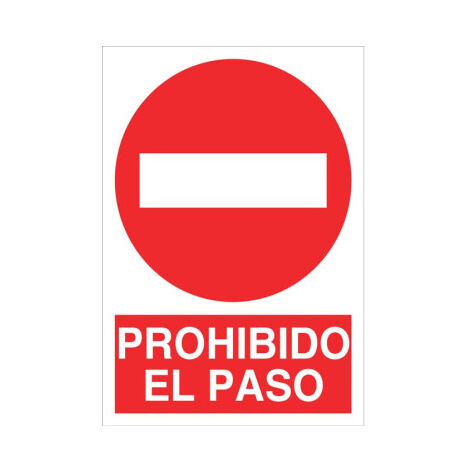Señal de Prohibido el Paso (texto y pictograma) Poliestireno 210X148