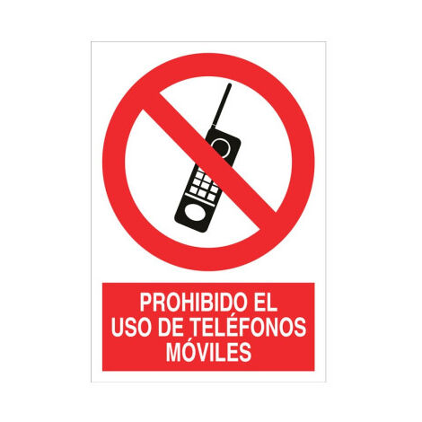 Señal de prohibido el uso de teléfonos móviles Poliestireno 210X148