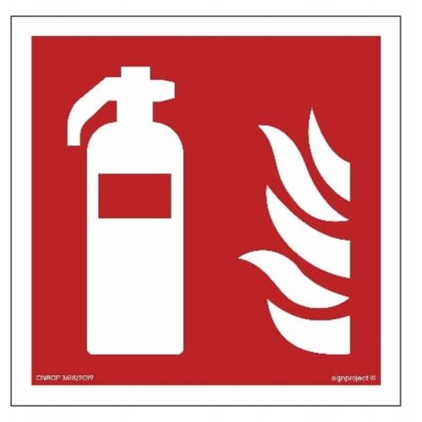 Señal de protección contra incendios de extintor de incendios, 15 x 15 cm, PVC de 1 mm con adhesivos.