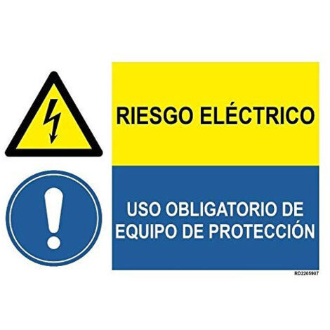 Señal de riesgo eléctrico, Uso obligatorio de equipo protección SEKURECO Adhesivo vinilo