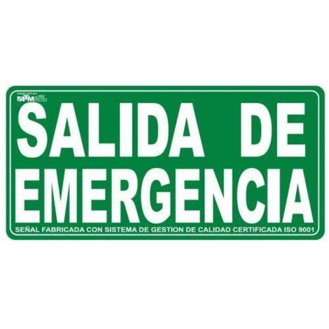 Señal de salida de emergencia ATM PVC clase A 190x300 mm, alta visibilidad.