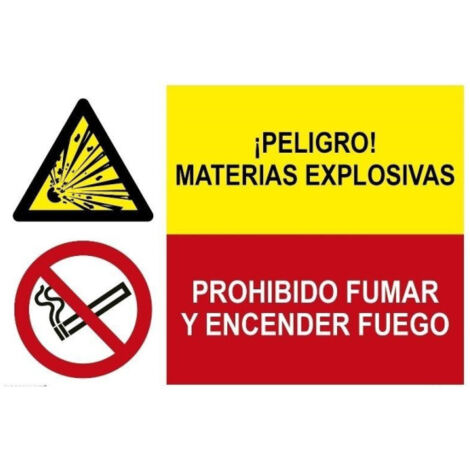 Señal de seguridad Peligro materias explosivas Prohibido fumar y encender fuego SEKURECO                 Adhesivo vinilo