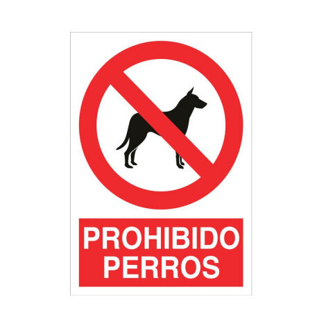 Señal de seguridad Prohibido perros (texto y pictograma) Poliestireno 210X148