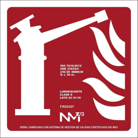 Señal de seguridad sistema de monitor de incendios luminiscente FRD03037 SEKURECO                         420 x 420 mm                          CLASE A (PVC 1 mm)