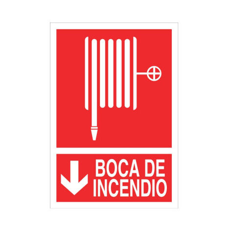 Señal de socorro Boca de incendio dirección abajo de texto y pictograma                                                          210X148 mm