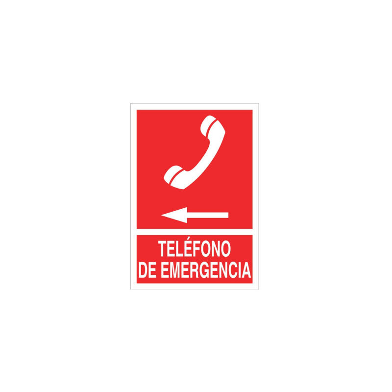 

Señal de socorro pictorama y texto - Teléfono de emergencia izquierda | 148x105 mm