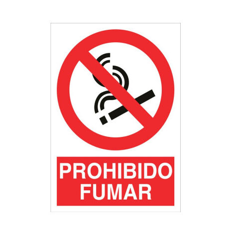 Señal de texto y pictograma Prohibido fumar Pegatina Adhesiva 210X148