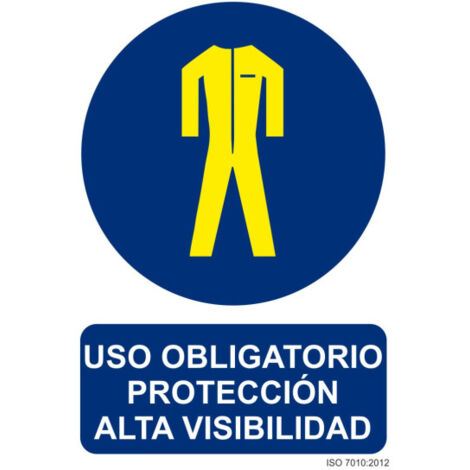 Señal de Uso Obligatorio Protección Alta Visibilidad, con tintas UV SEKURECO                         100 x 150 mm                          ADHESIVOS DE VINILO