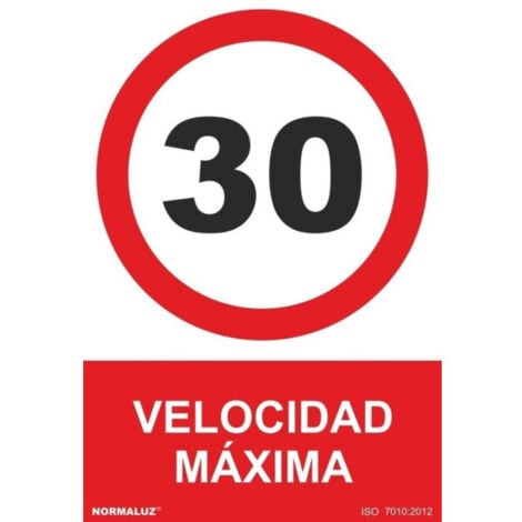 Señal de Velocidad Máxima 30 km/h, con tintas UV SEKURECO                         300 x 400 mm                          Clase B (PVC 0'7 mm)