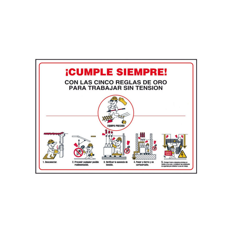 

Señal Eléctrica 5 Reglas de Oro 300 x 400 mm de 0,3mm