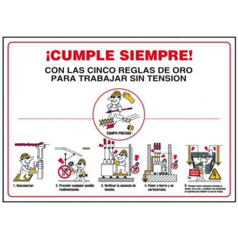 Señal Eléctrica 5 Reglas de Oro 300 x 400 mm de 0,3mm