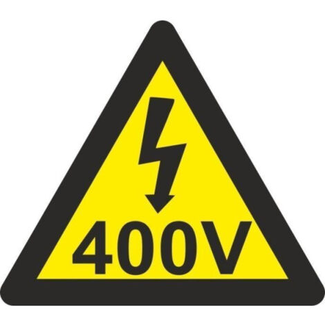 Señal eléctrica de pictograma triángulo Rayo 400 V SEKURECO                         Lado 105 mm                          ADHESIVOS DE VINILO (Pack de 10 Unds)