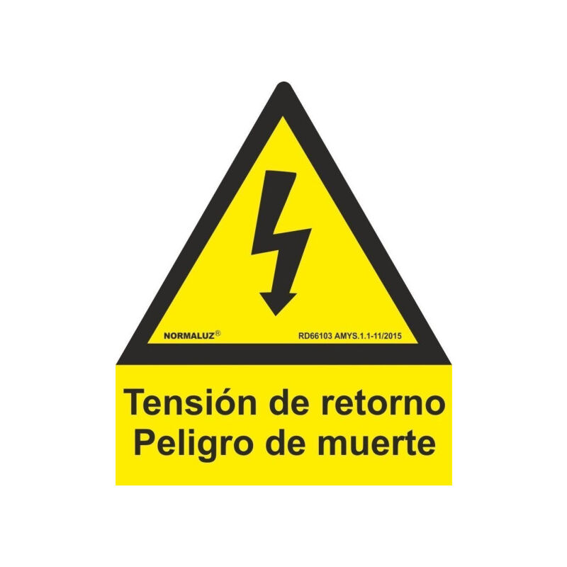 

Señal Eléctrica Pentágono Tensión de Retorno Peligro de Muerte | Lado 150 mm - ALUMINIO 0'8 mm