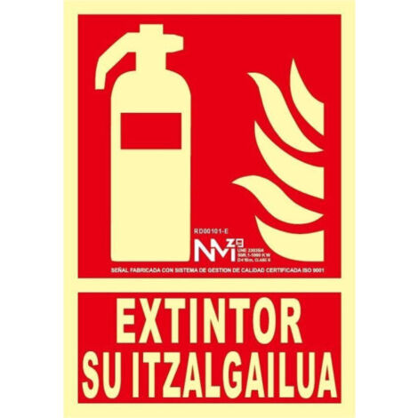Señal en Euskera "Extintor su itzalgailua"                                                   CLASE A (ALUMINIO 0'5 mm)