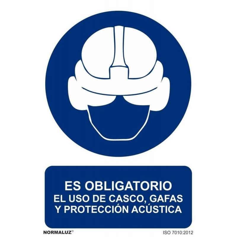 

Señal Es Ob. El Uso de Casco Gafas Y Protección Acústica Con Tintas UV | ADHESIVOS DE VINILO - 150 x 200 mm