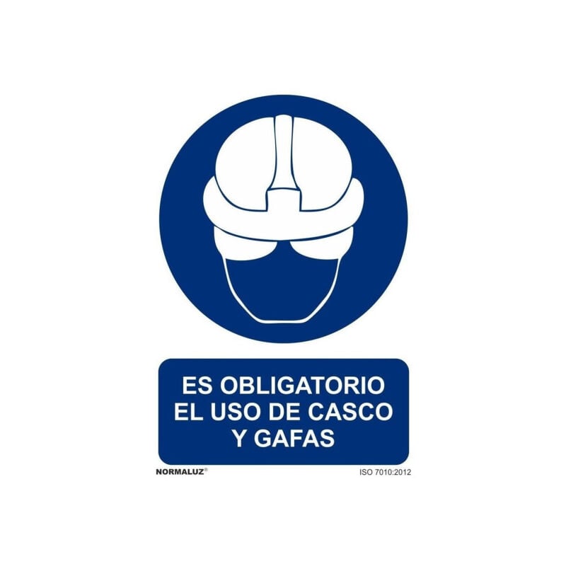 

Señal Es Obligatorio El Uso de Casco Y Gafas Con Tintas UV | ALUMINIO 0'5 mm - 300 x 400 mm