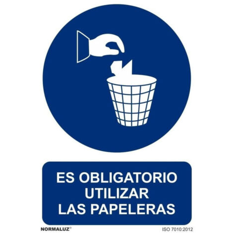 Señal Es Obligatorio Utilizar Las Papeleras Con Tintas UV | ADHESIVOS DE VINILO - 100 x 150 mm