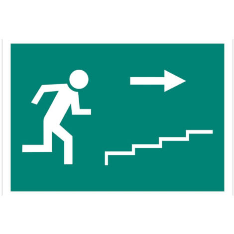 Señal evacuación luminiscente de solo pictorama Salida Escalera derecha (subida)                                                   Señal PVC luminiscente       297X210